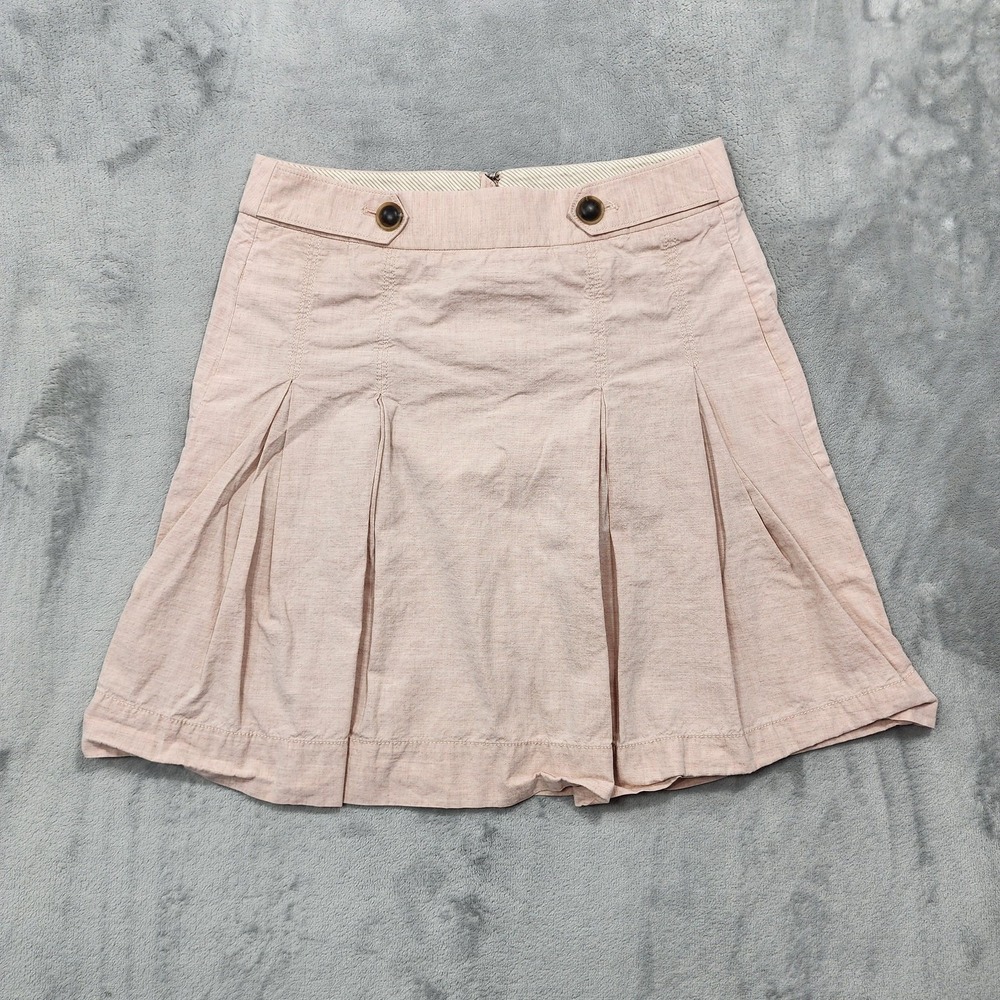 J.Crew Skirt Womens 4 Pink Pleated A-Line Mini Cotton Twill Preppy Back Zip Y2K